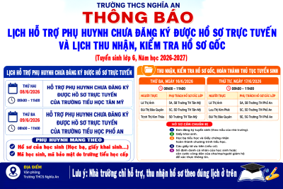 THÔNG BÁO LỊCH HỖ TRỢ PHỤ HUYNH CHƯA ĐĂNG KÝ ĐƯỢC HỒ SƠ TRỰC TUYẾN VÀ LỊCH THU NHẬN, KIỂM TRA HỒ SƠ GỐC